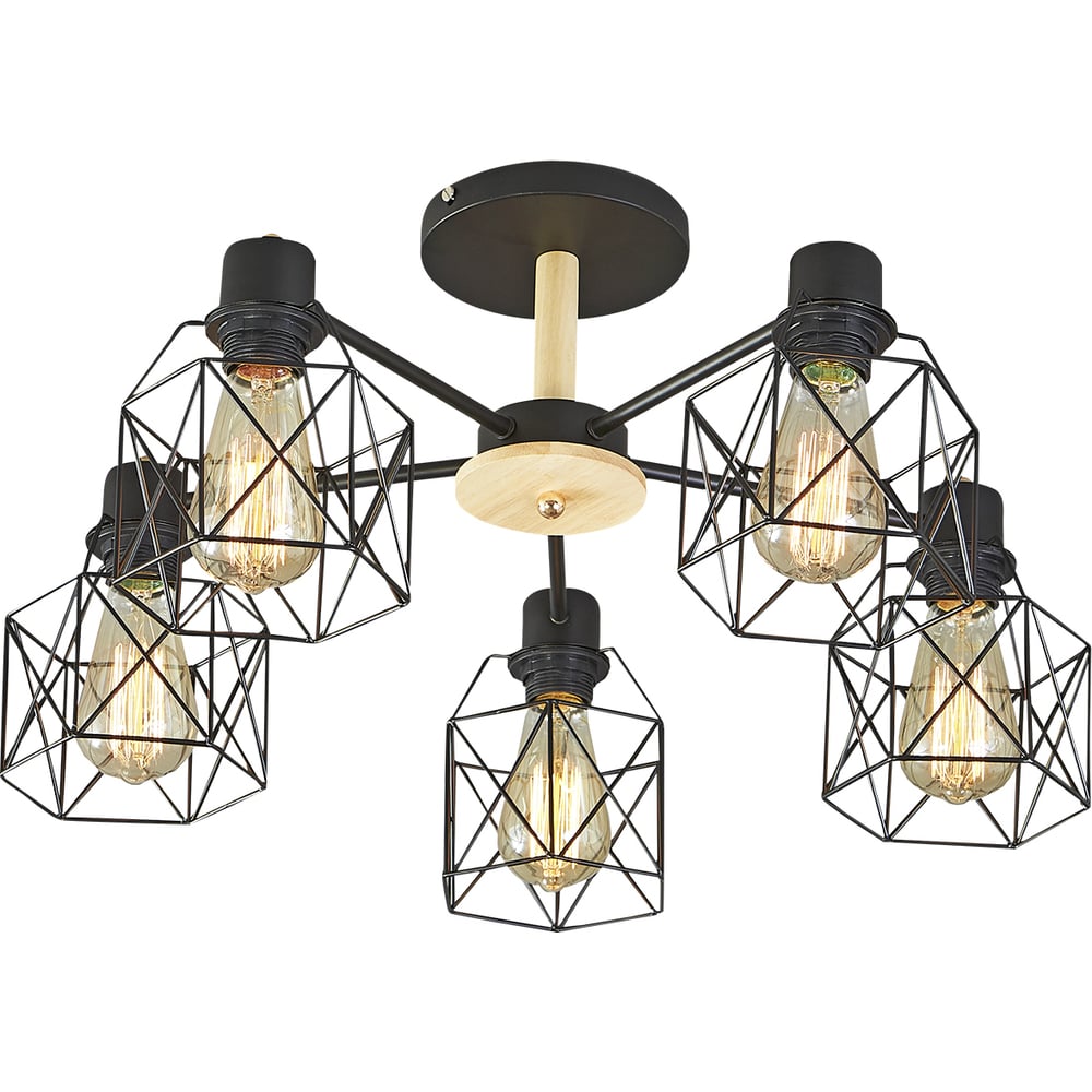 Изображение товара Потолочный светильник ESCADA E27 60W 5 ламп современный дизайн черный