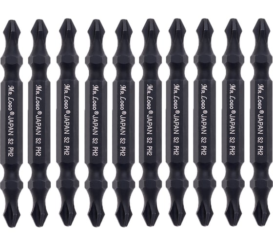 Изображение товара Бита для шуруповерта магнитная торсионная двусторонняя PH2xPH2, 65 мм, S2, (блистер), 10 шт Mr.Logo A065P2T-10