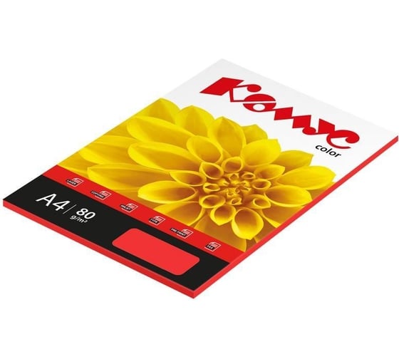 Изображение товара Цветная бумага Комус color красный интенсив, 80 г, а4, 50 л 619957