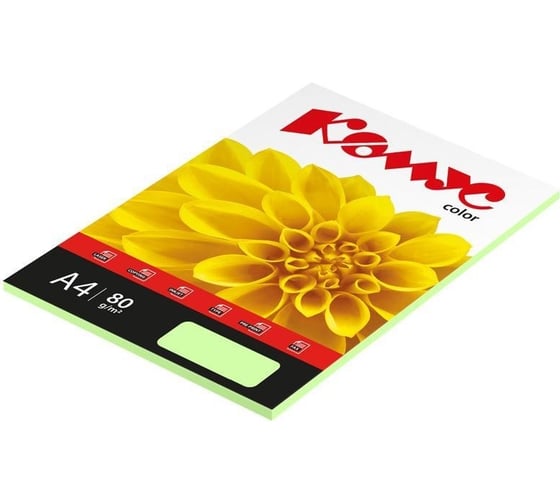 Изображение товара Цветная бумага Комус color зеленая пастель, 80 г, а4, 50 л 619951