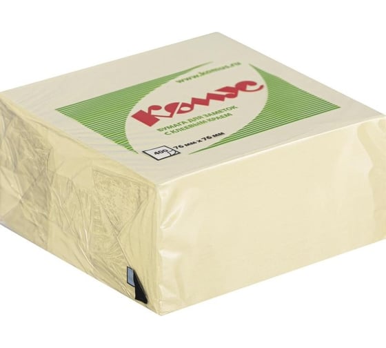 Изображение товара Стикеры с клеевым краем куб 76x76 желтый 400л Комус 154925