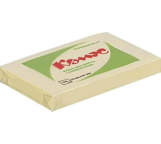 Изображение товара Стикеры Комус с клеевым краем, 76x51, желтый, 100 л 154928