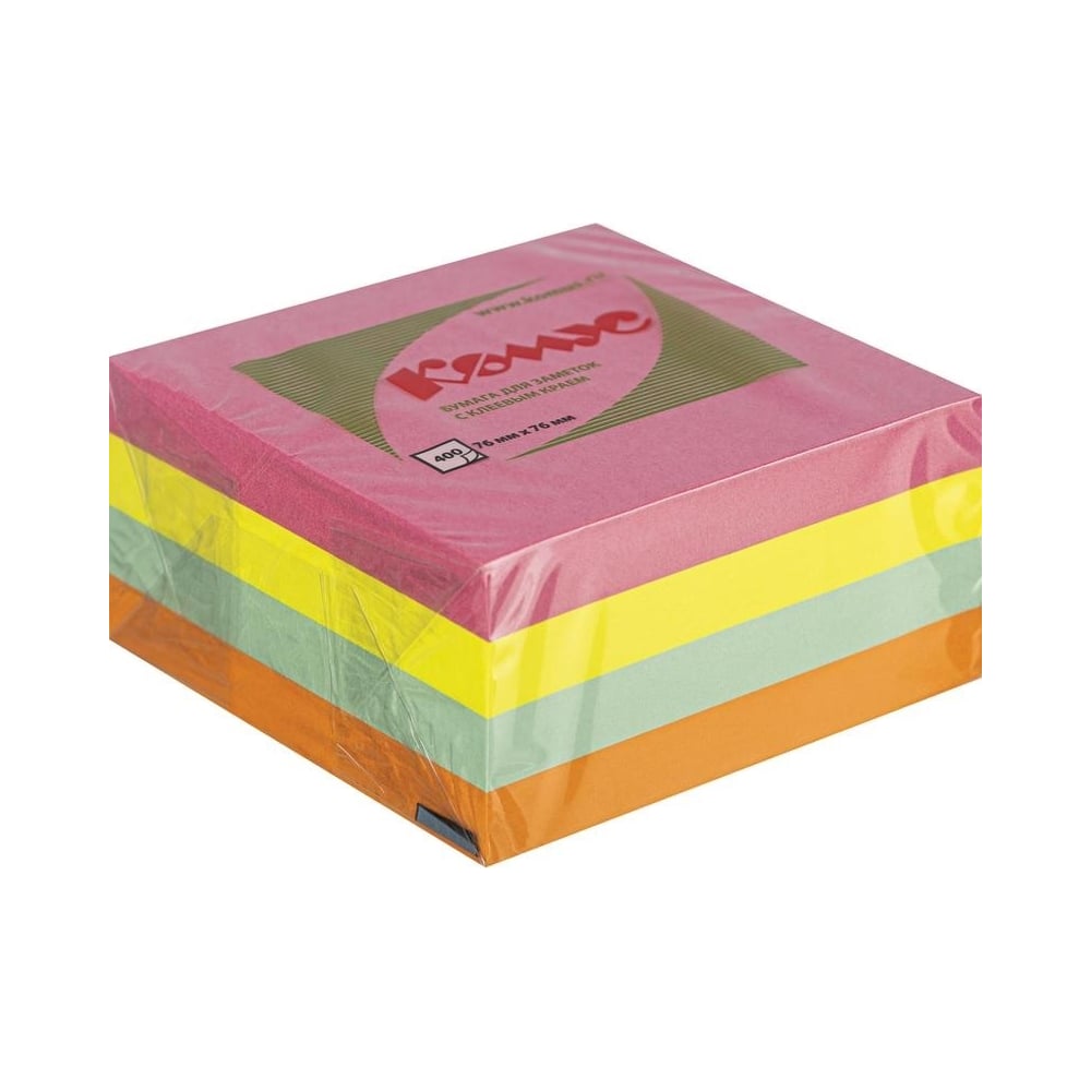 Изображение товара Неоновые кубические стикеры Комус 76x76 мм, 400 штук, яркие цвета