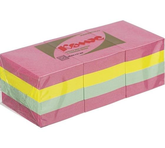 Изображение товара Стикеры Комус с клеевым краем, 38x51, неоновые цвета, 12 блоков 154927