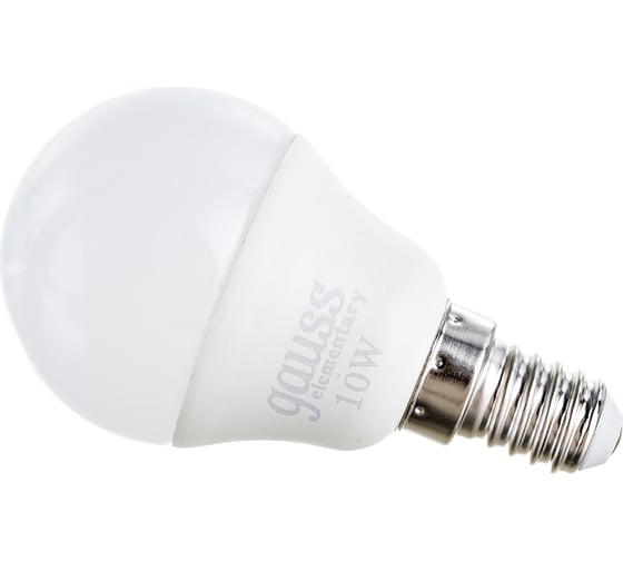 Изображение товара Светодиодная лампа Gauss Elementary Шар 10W 730lm 4100K Е14 LED 1/10/100 53120