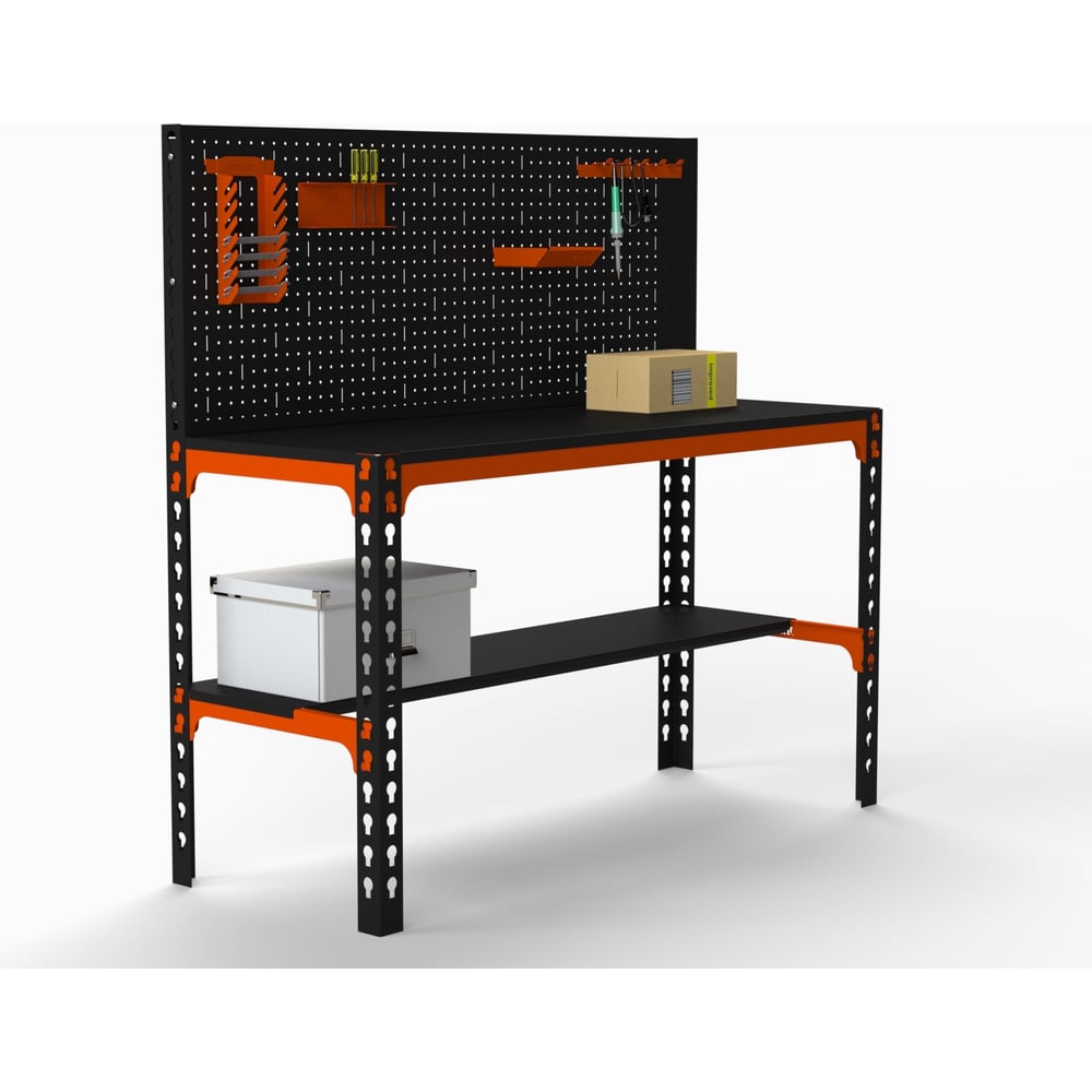 Изображение товара Металлический стол с перфопанелью и аксессуарами 750x1400x400 мм ООО Металекс