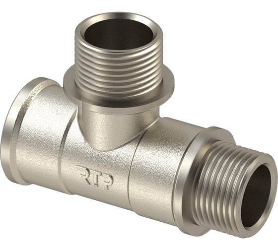 Изображение товара Тройник RTP латунь, внутренняя/наружная/наружная резьба 3/4", инд.уп., никель 42249