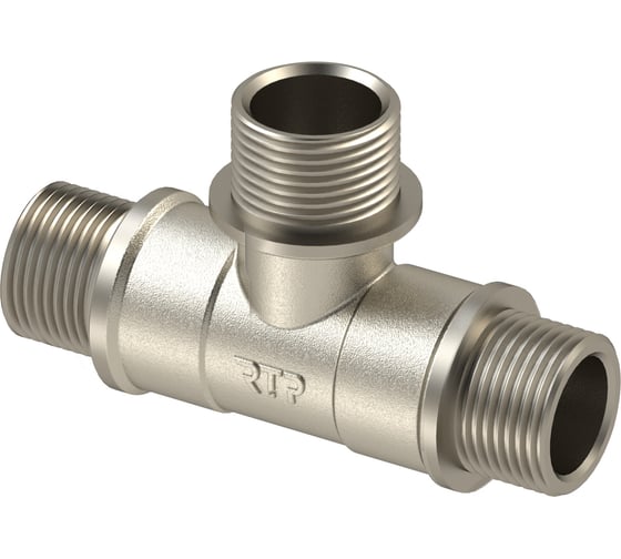 Изображение товара Тройник RTP латунь, наружная/наружная/наружная резьба 3/4", инд.уп., никель 42247