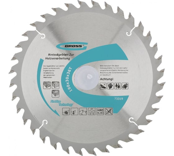 Изображение товара Пильный диск по дереву 190x30 мм, 36Т GROSS 73319
