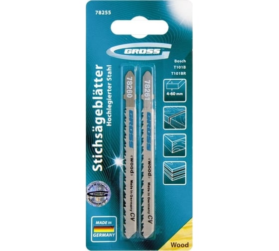 Изображение товара Набор полотен для электролобзика по дереву (T101B+T101BR) 2шт. GROSS 78255