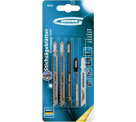 Изображение товара Набор полотен для электролобзика универсальный, 5 шт. GROSS 78252