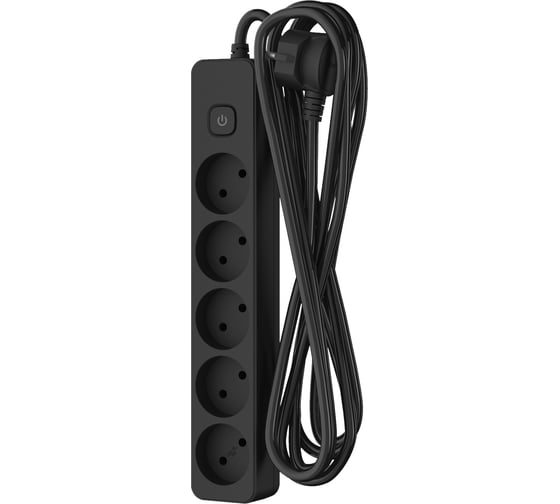 Изображение товара Сетевой удлинитель ФОТОН 10-55S, 5м, 5 розеток, 10А, с выключателем, черный 22728