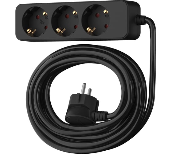 Изображение товара Сетевой удлинитель Фотон 16-103Е, 10м, 3 розетки, 16А, с заземлением, черный 22725