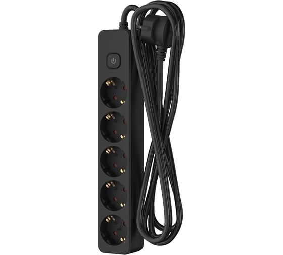 Изображение товара Сетевой удлинитель Фотон 16-35ЕS, 3м, 5 розеток, 16А, с выключателем, с заземлением, черный 22730