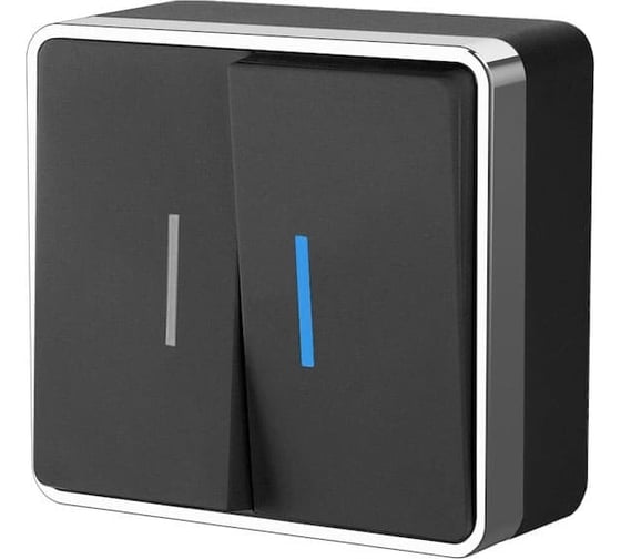 Изображение товара Двухклавишный выключатель с подсветкой Werkel WL15 03 03 Gallant черный хром a041702