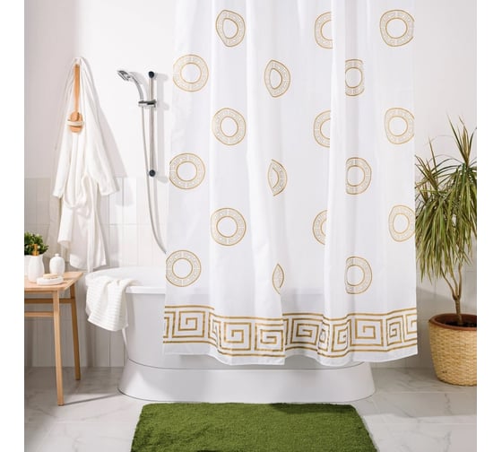 Изображение товара Занавеска (штора) для ванной комнаты Wess classic тканевая, 180x200 см., цвет золотой T591-0