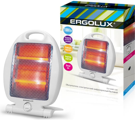 Изображение товара Инфракрасный кварцевый обогреватель Ergolux Elx-qh01-c01 белый 220-240 в, 500/1000 вт 14543