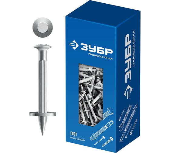 Изображение товара Монтажный дюбель-гвоздь ЗУБР Дгм 50x4.5 мм, цинк, 1 кг 3063-45-50-1