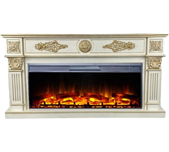 Изображение товара Каминокомплект InterFlame Леон Леонардо42 Фотон42 бежевый с золотой патиной с Foton42 бежевый ЗП