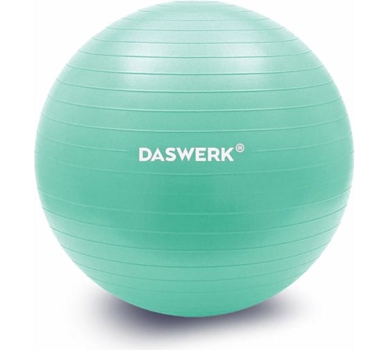 Изображение товара Гимнастический мяч-фитбол DASWERK 65 см с эффектом антивзрыв, с ручным насосом, бирюзовый 680015