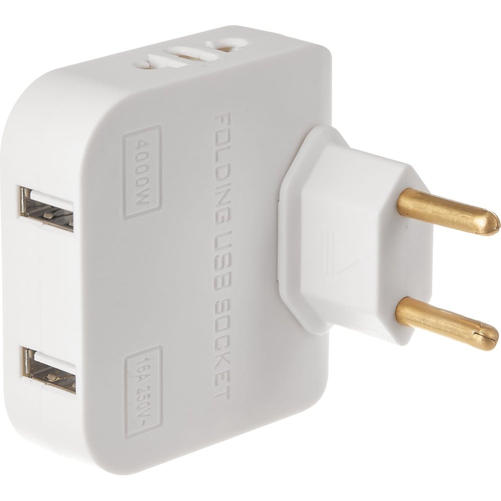 Изображение товара Сетевой электрический плоский поворотный тройник idealim с USB