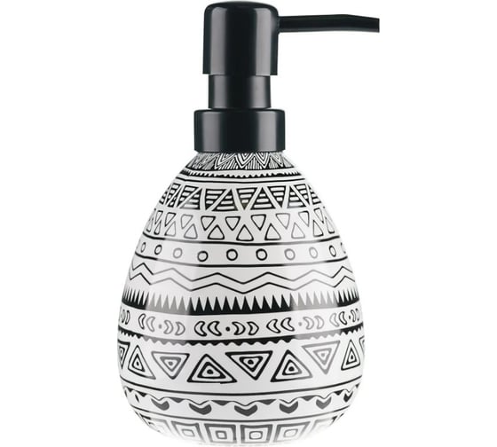 Изображение товара Дозатор для жидкого мыла Moroshka nomads 8,8x8,8x17 см., цвет белый и черный 915-308-01