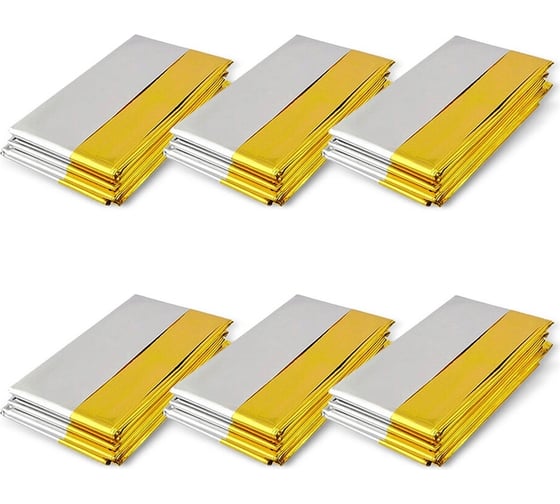 Изображение товара Изотермическое термоодеяло/покрывало DASWERK 6 шт, серебро/золото, 160x210 см, 631158