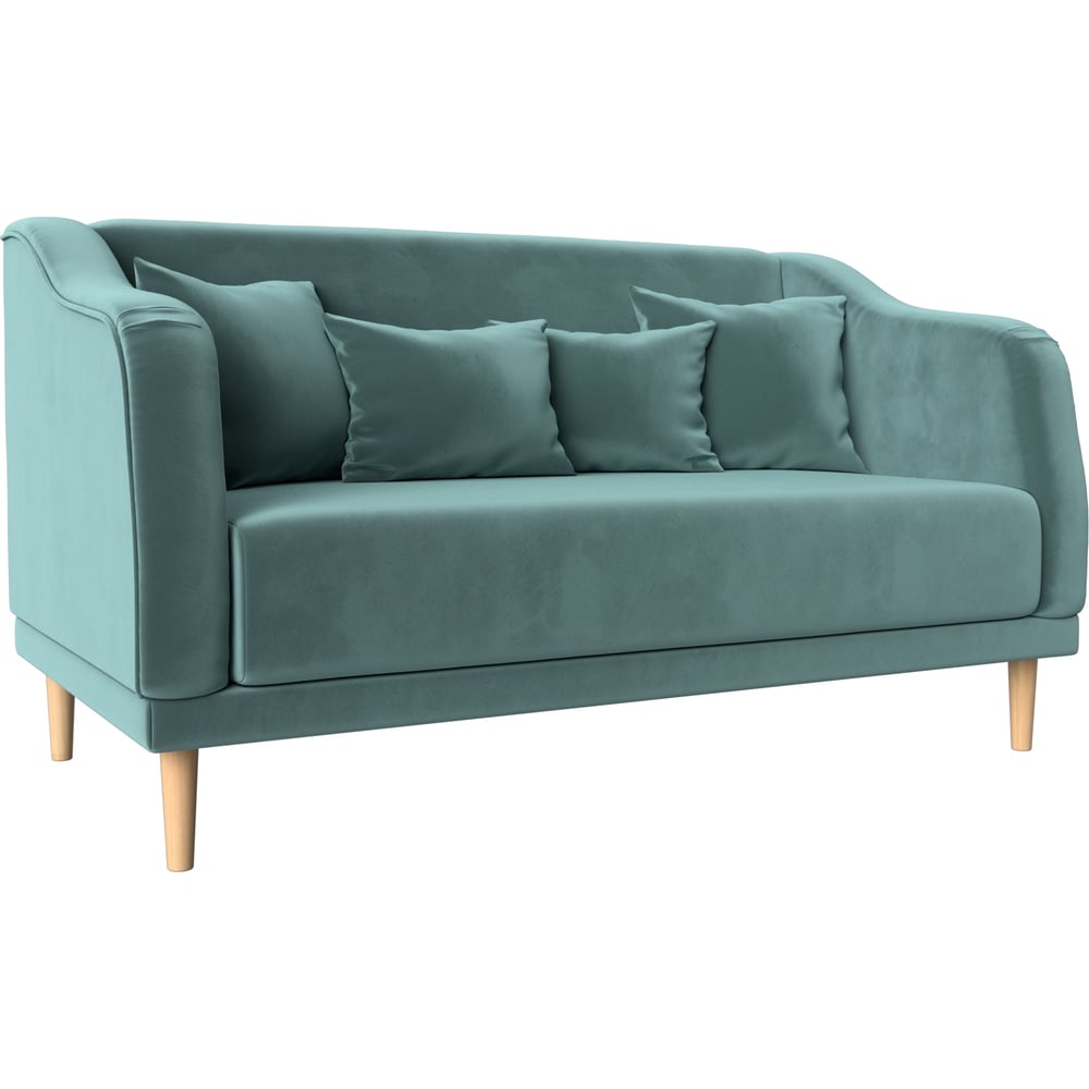 Изображение товара Кухонный диван Лига диванов Киото 113070 с бирюзовой обивкой и декорированными подушками