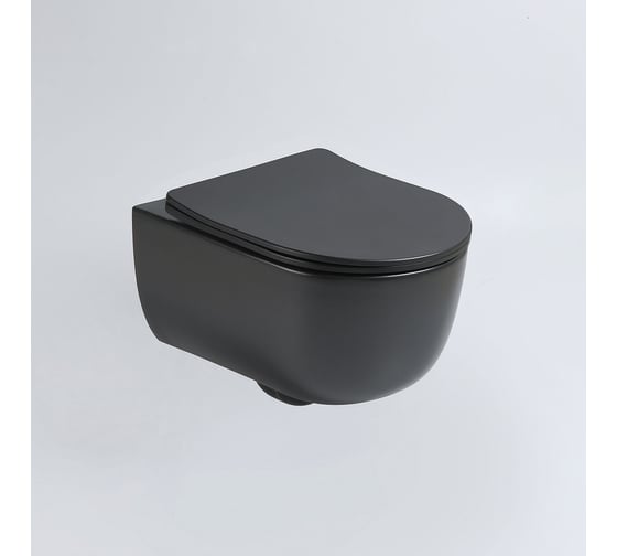 Изображение товара Подвесной унитаз VINCEA Evo безободковый, черный матовый, ультратонкое soft-close сиденье VT1-34SMB