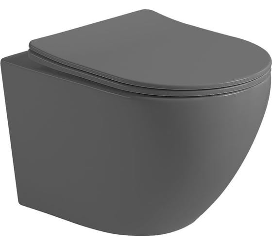 Изображение товара Подвесной унитаз VINCEA Globo безободковый, антрацит матовый, ультратонкое сиденье soft-close VT1-14SMA