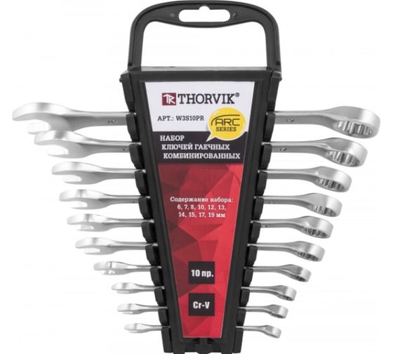 Изображение товара Набор гаечных комбинированных ключей THORVIK W3S10PR ARC 10 предметов 52627