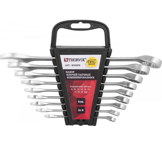 Изображение товара Набор гаечных комбинированных ключей THORVIK W3S9PR ARC 9 предметов 52613