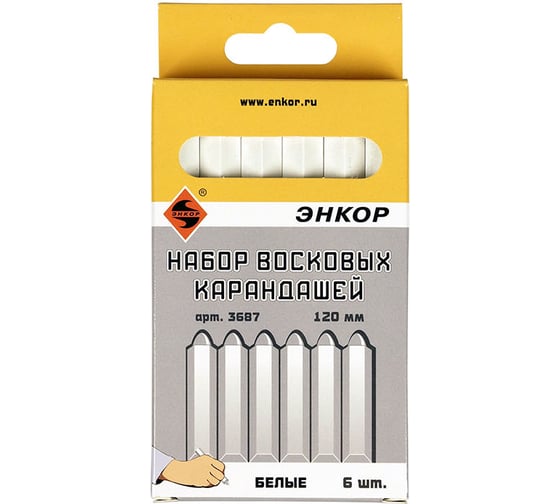 Изображение товара Набор восковых карандашей, белые, 6 шт. Энкор 3687