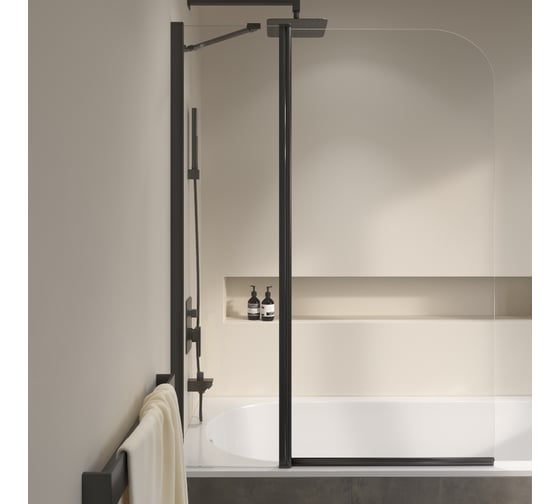 Изображение товара Шторка на ванну RGW 110x140 SC-011-B Чёрный/Прозрачное/6 мм 351101111-14