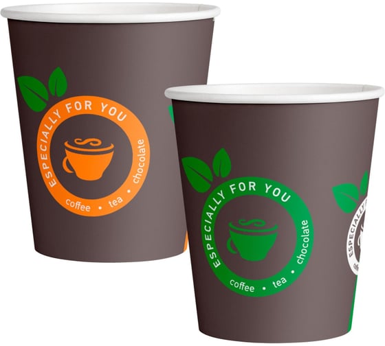 Изображение товара Одноразовый бумажный однослойный стакан Комус кофе с собой mix, 250 мл, d-80мм,  50шт 1820109