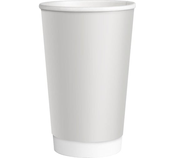 Изображение товара Одноразовый бумажный двухслойный стакан Комус 400мл, d-90мм, белый, 25шт 1635058