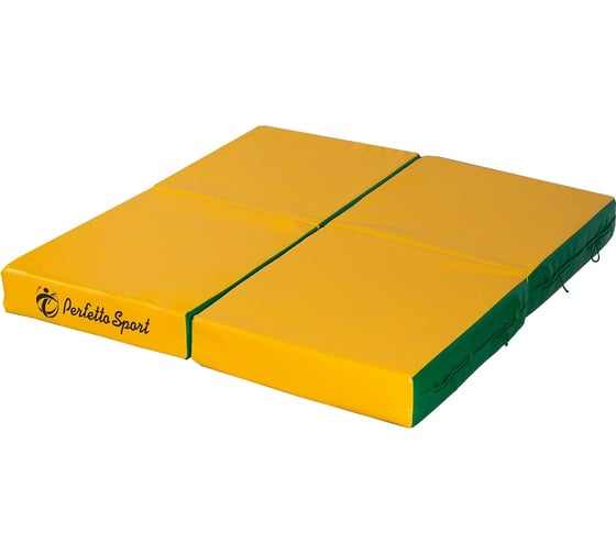 Изображение товара Складной мат Perfetto sport № 11 100х100х10 см, 4 сложения, зелёно/жёлтый СГ000002629