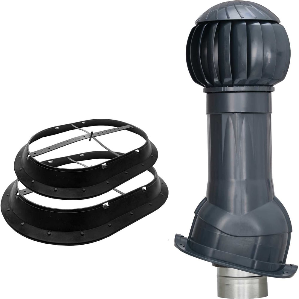 Изображение товара Комплект вентиляции для металлочерепицы Monterrey с гидрозатвором Gervent графит