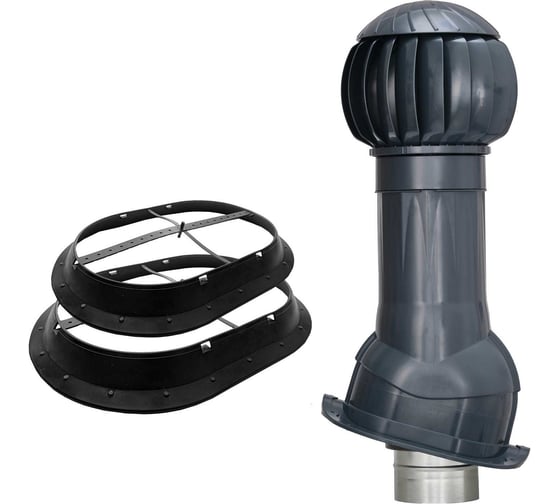 Изображение товара Комплект вентиляции для металлочерепицы Monterrey+ кольцо гидрозатвора Gervent графит КМ+КГ/граф