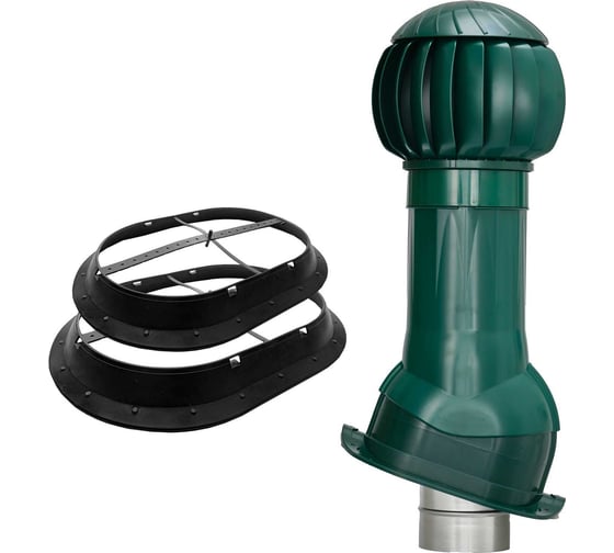 Изображение товара Комплект вентиляции для металлочерепицы Monterrey+ кольцо гидрозатвора Gervent зеленый КМ+КГ/зел