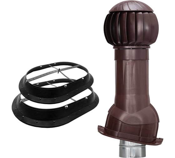 Изображение товара Комплект вентиляции для металлочерепицы Monterrey+ кольцо гидрозатвора Gervent коричневый КМ+КГ/кор