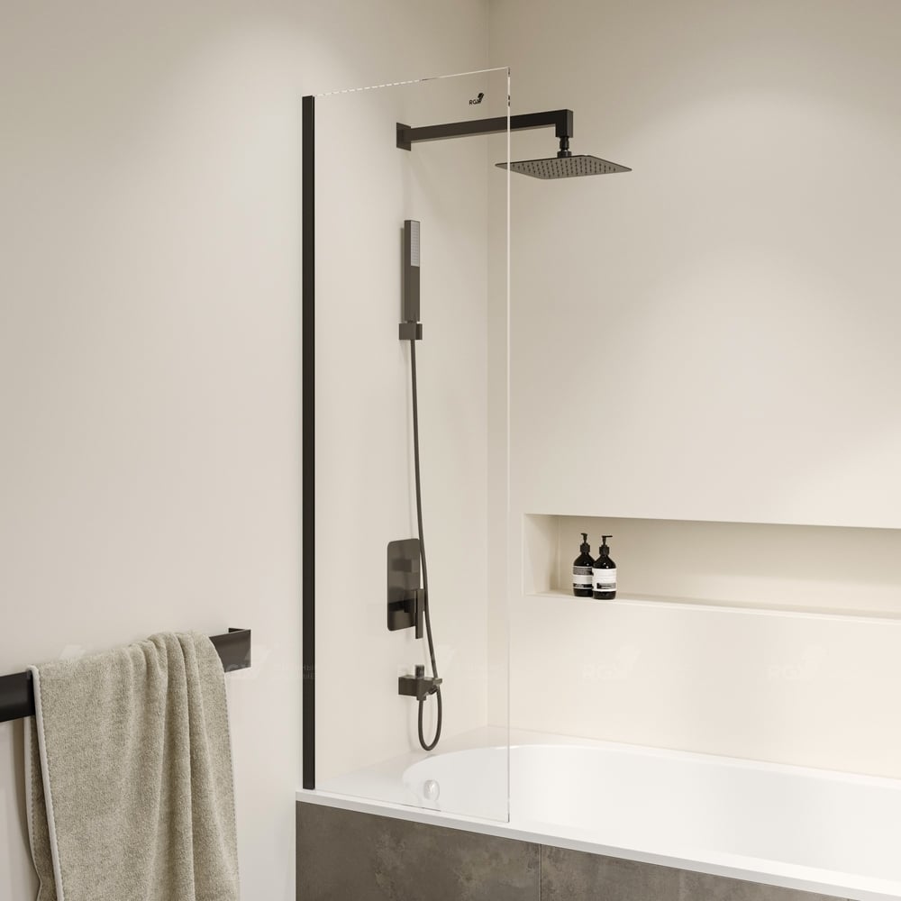 Изображение товара Шторка для ванной RGW 50x150 черный стекло антикапля 8 мм