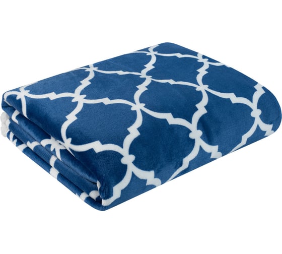 Изображение товара Покрывало-плед Guten Morgen Шерпа, Жаккардовый, Беатриче синий, 130x150 см Пш-Бсин-130-150