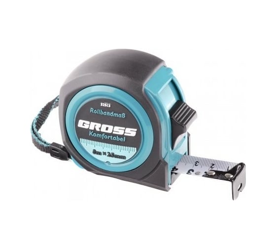 Изображение товара Рулетка Komfortabel, 8 м х 25 мм обрезиненный корпус GROSS 32563