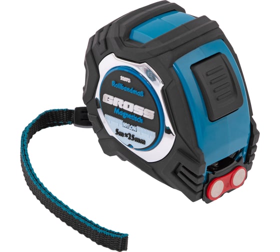Изображение товара Рулетка Magnetisch, 5 м х 25 мм обрезиненный корпус,автоматическая фиксация GROSS 32572