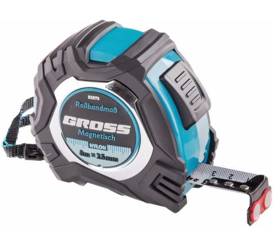 Изображение товара Рулетка Magnetisch, 8 м х 25 мм обрезиненный корпус GROSS 32573