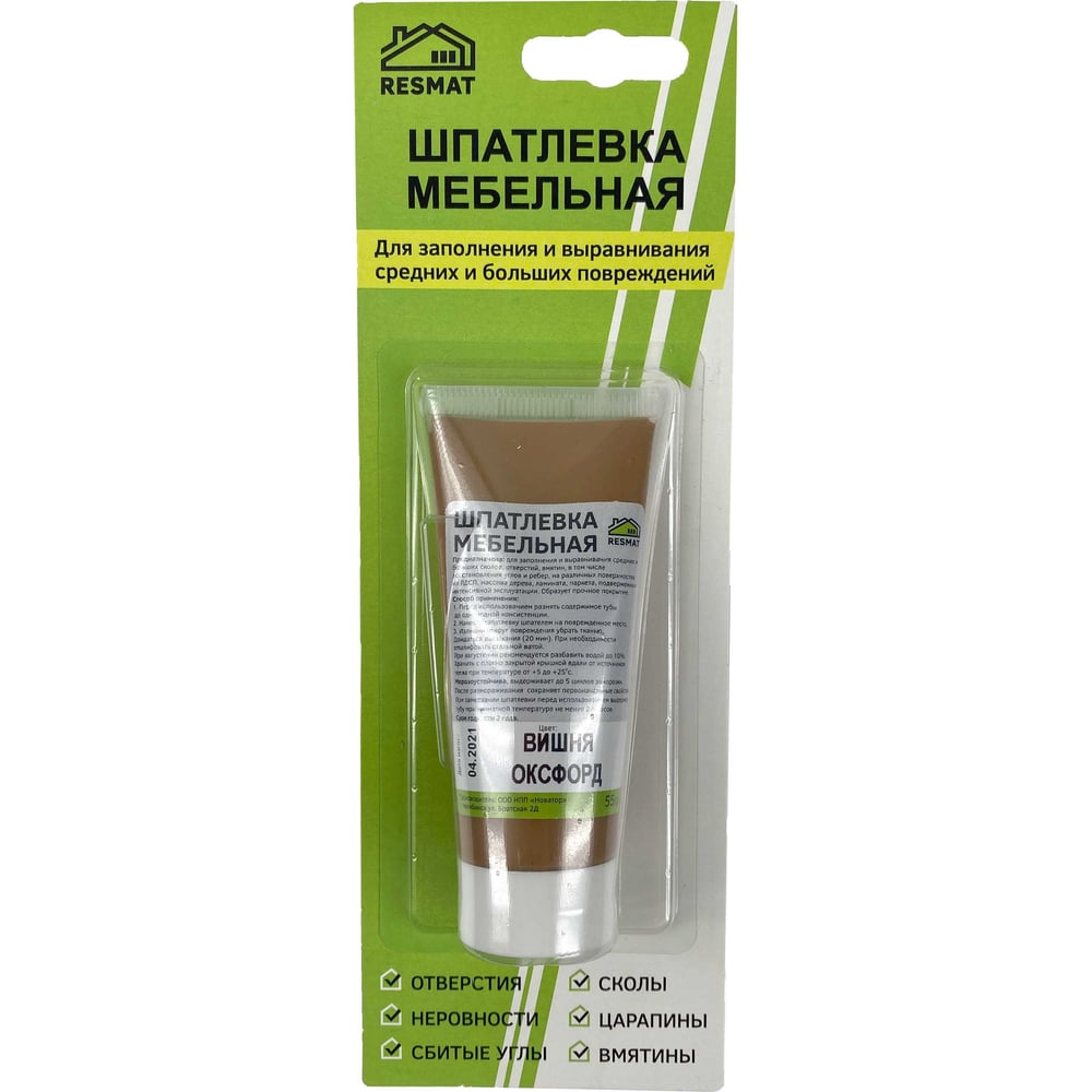 Изображение товара Мебельная шпатлевка Resmat цвет вишня оксфорд 55 г арт 2410