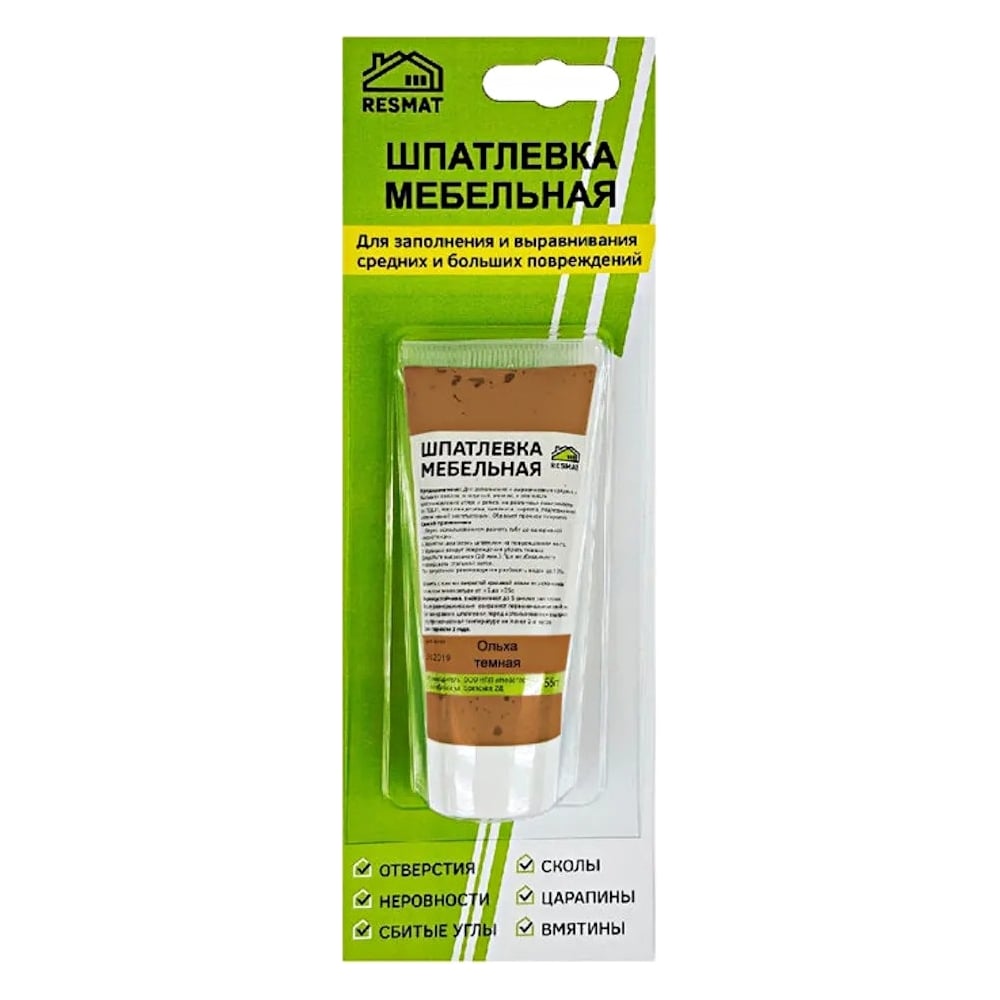 Изображение товара Мебельная шпатлевка Resmat ольха темная 55 г универсальная для внутренних работ