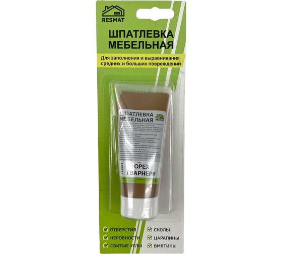 Изображение товара Мебельная шпатлевка Resmat цвет орех гварнери, 55 г, блистер арт. 2421