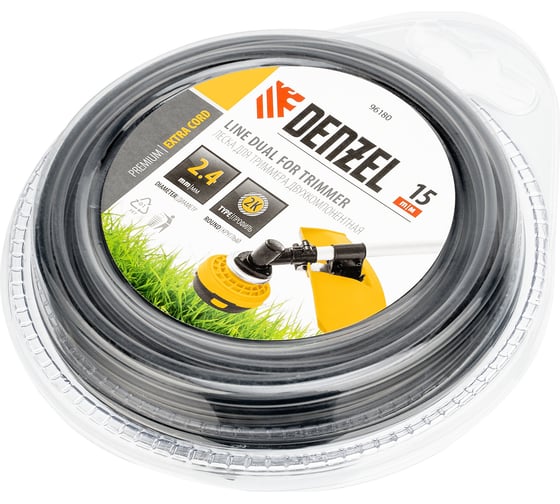 Изображение товара Леска двухкомпонентная для триммера, круглая DENZEL 96180